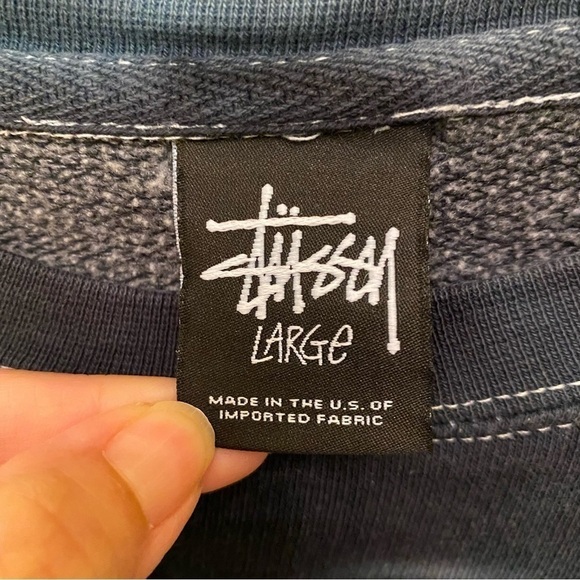 STUSSY N•4 Women Blue Tie Dye Cropped Cut Off Sweater Size Large *Rare* - Picture 6 of 8